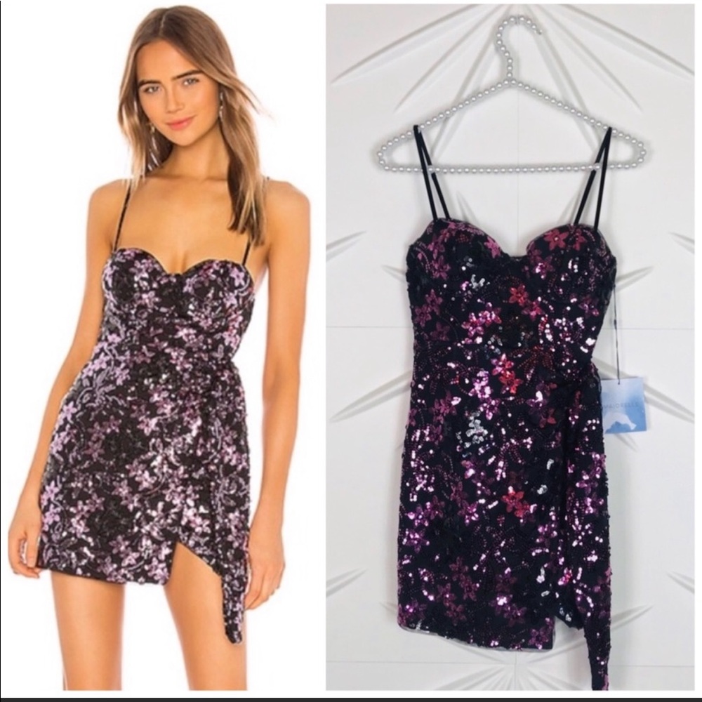 Majorelle Aida Mini Dress in Black Fucshia